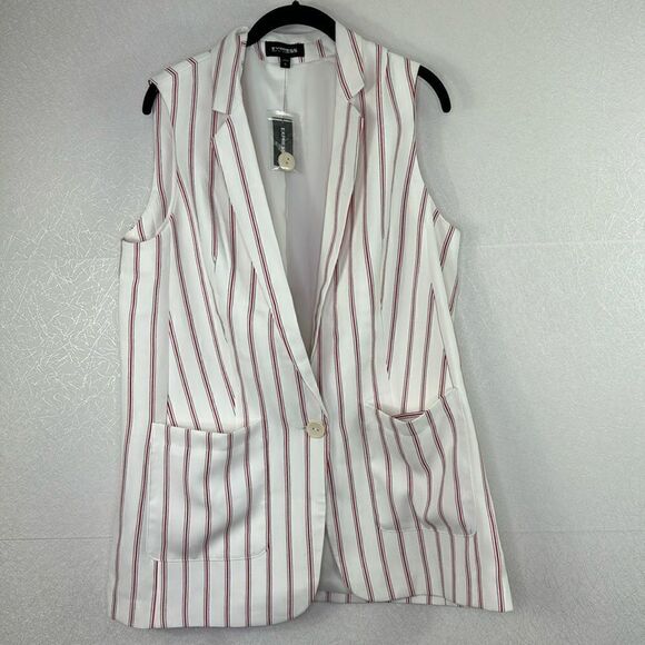 Express Pin Stripe Blazer Vest L - Picture 2 of 5